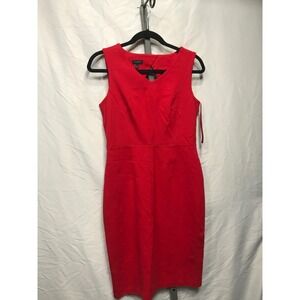 Talbots Red V Neck Sheath Dress Keyhole Back Sleeveless Size 2